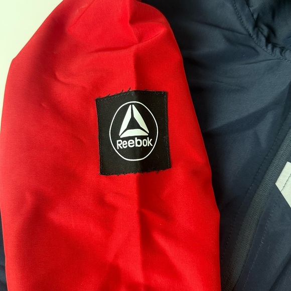 Reebok Colorblock Windbreaker Jacket Kids Size XS (4/5) – Red Navy White - Picture 4 of 6